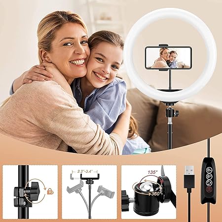 12 inch Ring Light with Floor Tripod and Desk Stand (Ring light Kit Totally 74 12 inch Ring Light with Floor Tripod and Desk Stand (Ring light Kit Totally 74